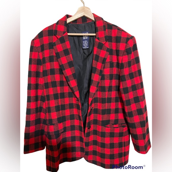 GAP Jackets & Blazers - GAP black and red stripe coat